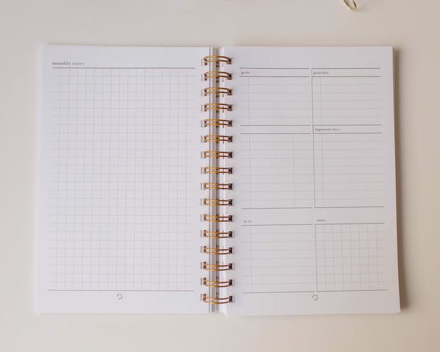 Undated Monthly + Weekly (6 Month) Agenda | Spiral Planner