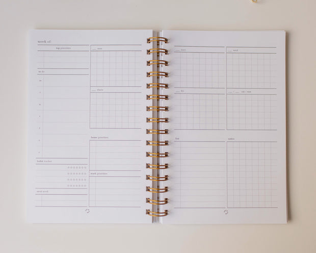 Undated Monthly + Weekly (6 Month) Agenda | Spiral Planner