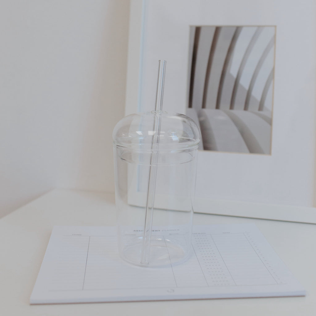 Clear Glass Minimalist Tumbler with Glass Lid and Glass Straw - THE BEACH  PLUM COMPANY