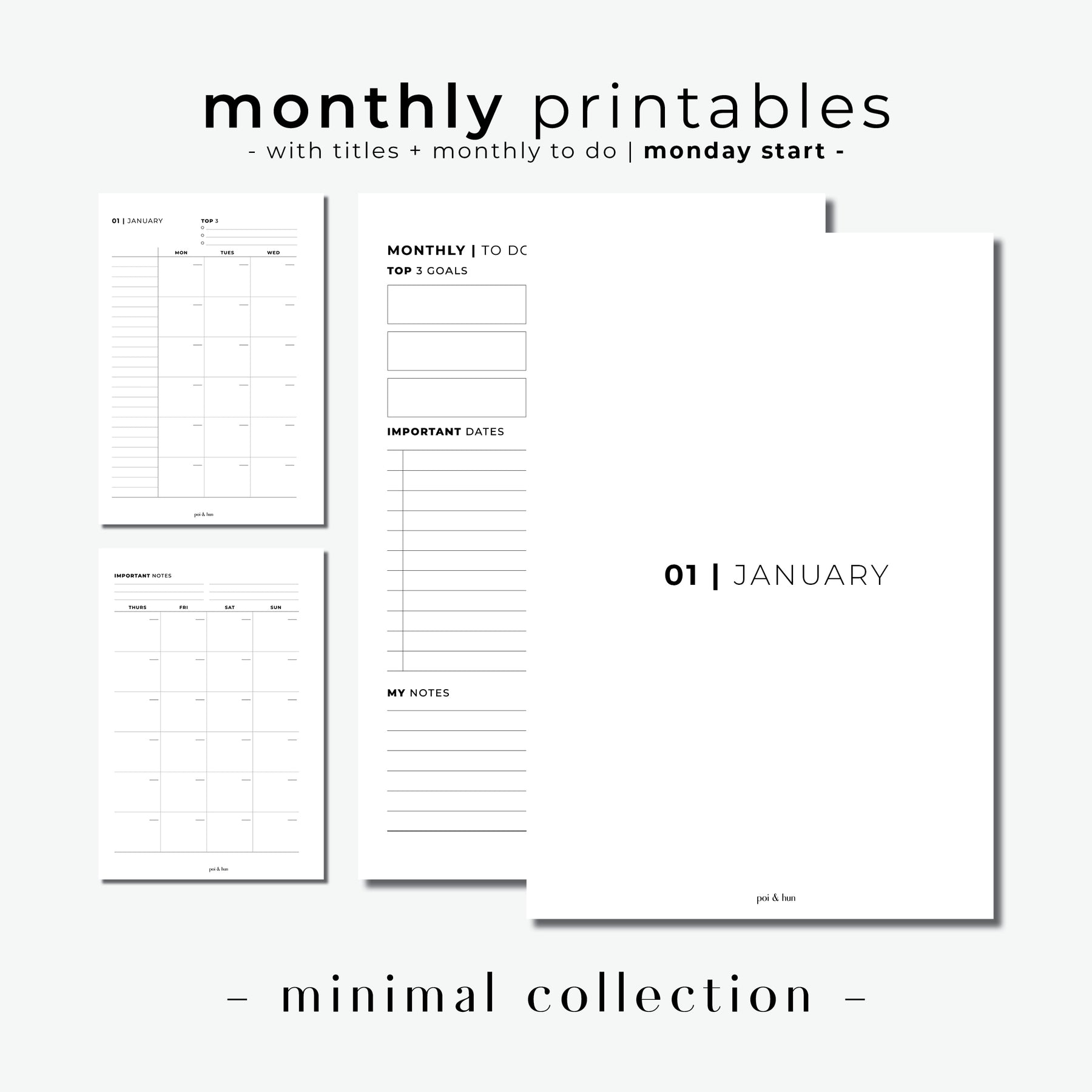 2024 MO1P Month On One Page Dated Planner Insert Refill